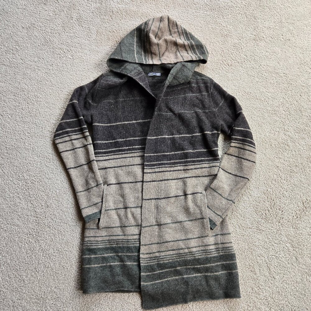 Toad & Co Heartfelt Hoodie Wool Striped Brown, Tan, Green - Picture 1 of 10